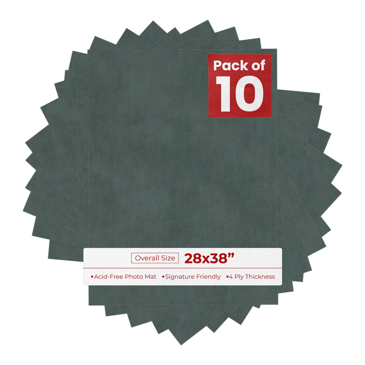 Dark Grey Suede 28x38 Uncut Mat Board - Blank Sheets, No Opening